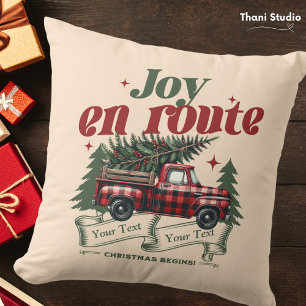 Coussin Joy en route Noël commence Camion & X-Mas Arbre