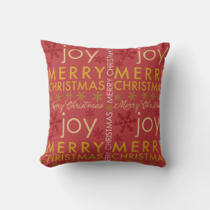 Coussin Joy Joyeux Noël avec des flocons de neige