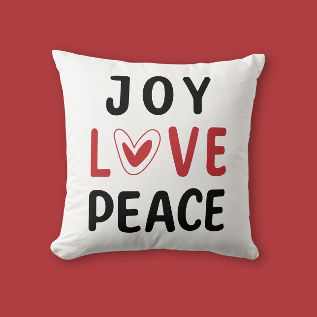 Coussin Joy Love Peace Red Heart Inspirational (Créateur téléchargé)