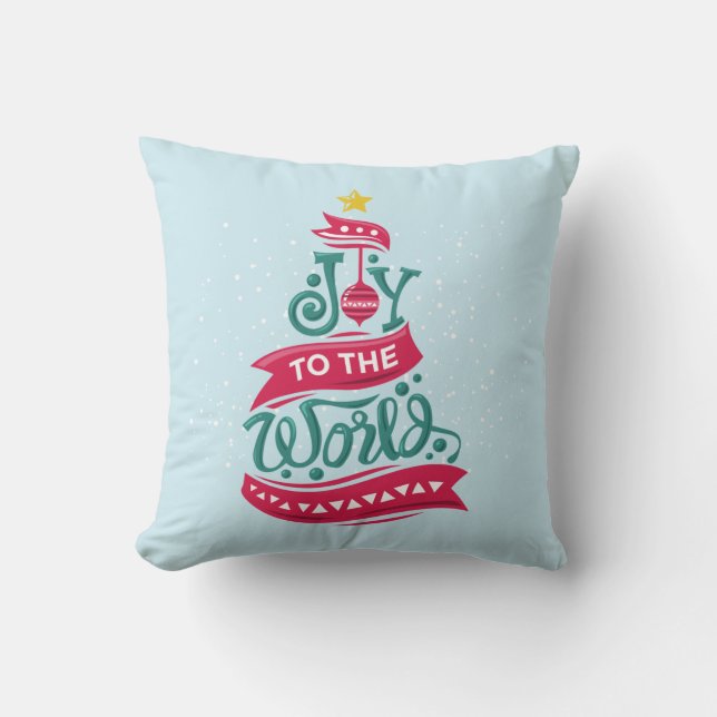Coussin Joy to the World Christmas Citation Typographie (Recto)