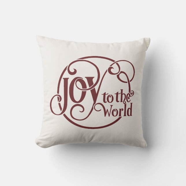 Coussin Joy to the World écrit à la main Noël (Recto)