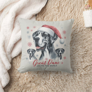 Coussin Joy to the World - Great Dane Christmas Holiday