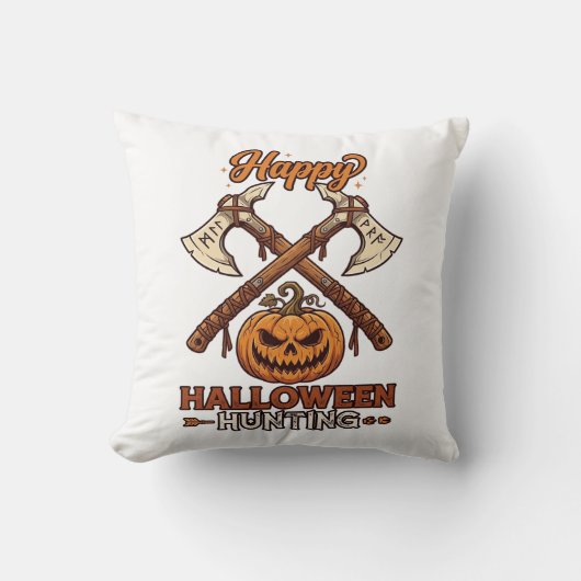 Coussin Joyeuse chasse d'Halloween Haches croisées Citroui (Recto)