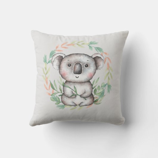 Coussin Joyeuse couronne de feuille d'ours Koala (Verso)