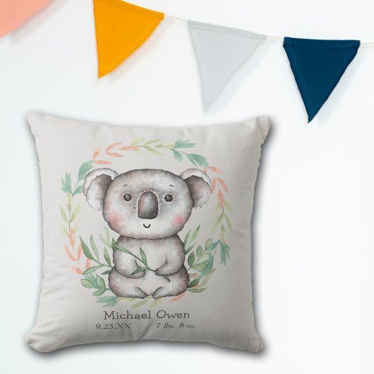 Coussin Joyeuse couronne de feuille d'ours Koala