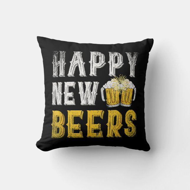 Coussin Joyeuse fête de la bière du Nouvel An (Recto)