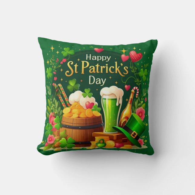 Coussin Joyeuse fête de la Saint-Patrick festive (Recto)