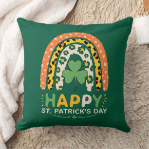 Coussin Joyeuse Fête de la Saint-Patrick Léopard Arc-en-Ci