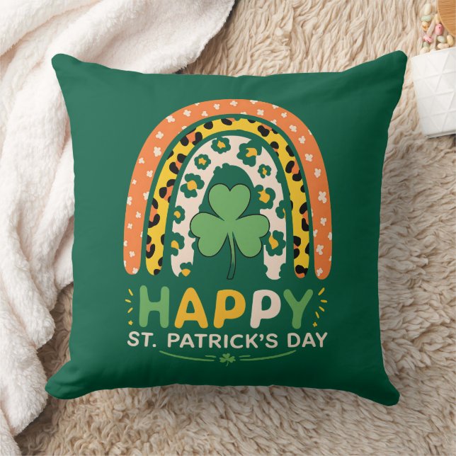 Coussin Joyeuse Fête de la Saint-Patrick Léopard Arc-en-Ci (Couverture)