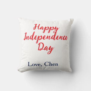 Coussin joyeuse fête de l'indépendance rouge bleu travail