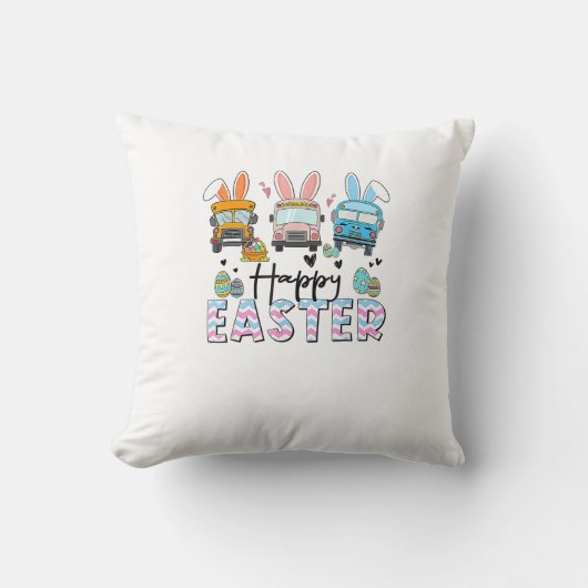 Coussin Joyeuse fête de Pâques Drôle de chauffeur de bus s (Recto)