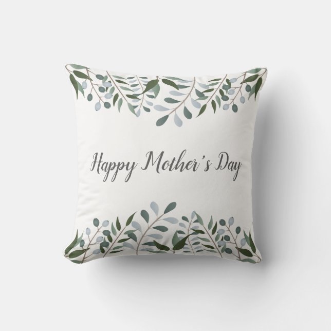 Coussin Joyeuse Fête des mères Eucalyptus Verdure Floral (Recto)