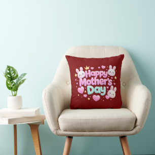 Coussin Joyeuse fête des Mères - Lapin bulle mignon