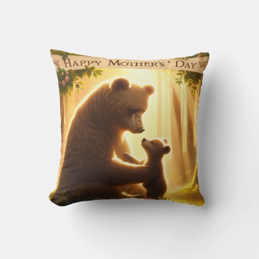 Coussin Joyeuse fête des Mères, Maman Ourse (Recto)