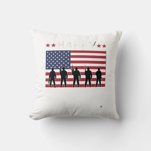 Coussin Joyeuse fête des vétérans Drapeau Silhouette Vecto (Recto)