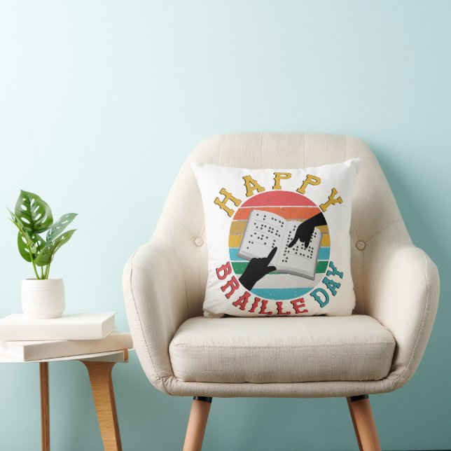 Coussin Joyeuse Journée Braille (Chaise)