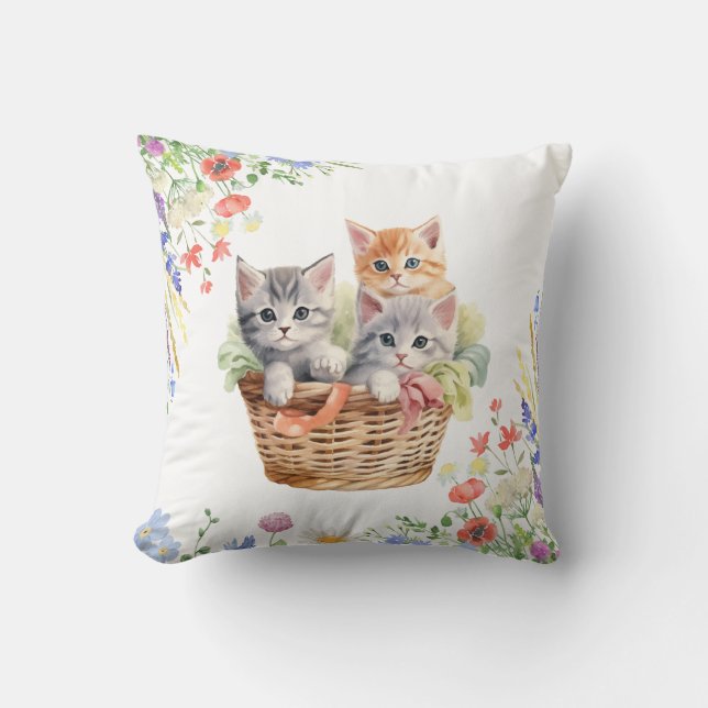 Coussin Joyeuse Journée internationale du chat aquarelle f (Recto)