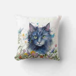 Coussin Joyeuse Journée internationale du chat aquarelle f