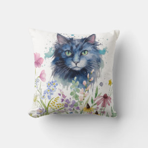 Coussin Joyeuse Journée internationale du chat aquarelle f