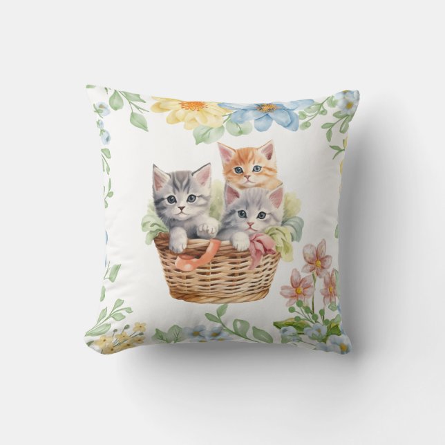 Coussin Joyeuse Journée internationale du chat aquarelle f (Recto)