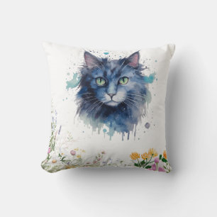 Coussin Joyeuse Journée internationale du chat aquarelle f