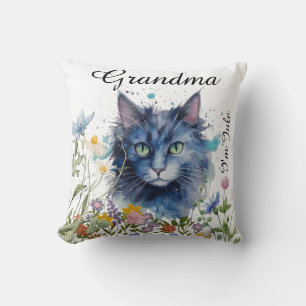 Coussin Joyeuse Journée internationale du chat aquarelle f