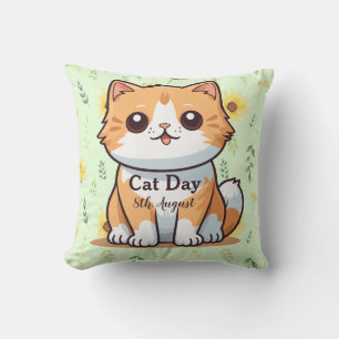Coussin Joyeuse Journée internationale du chat Orange Sunf