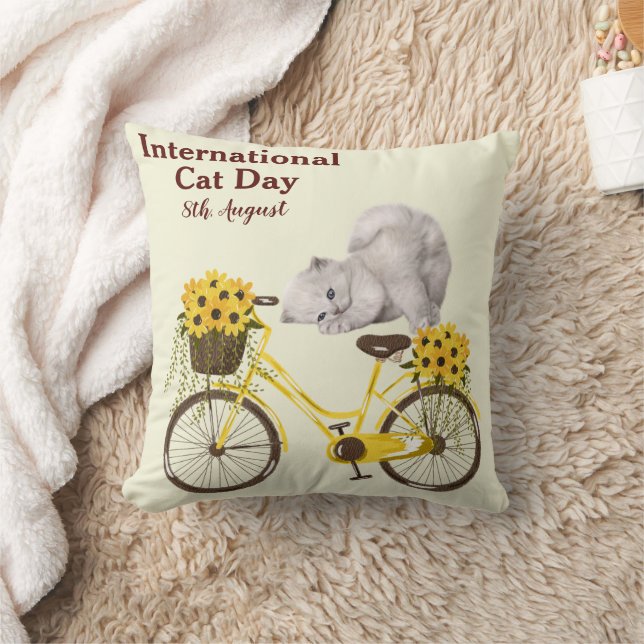 Coussin Joyeuse Journée internationale du chat Orange Sunf (Couverture)