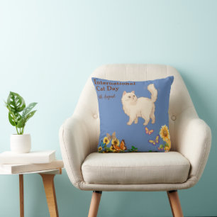 Coussin Joyeuse Journée internationale du chat Orange Sunf