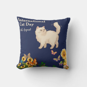 Coussin Joyeuse Journée internationale du chat Orange Sunf