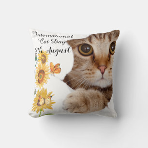 Coussin Joyeuse Journée internationale du chat Orange Sunf