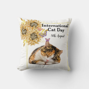 Coussin Joyeuse Journée internationale du chat Orange Sunf