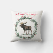 Coussin Joyeuse Moose De Noël Et Serre Holly (Verso)
