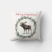 Coussin Joyeuse Moose De Noël Et Serre Holly (Recto)