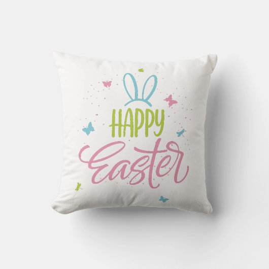 Coussin Joyeuse Pâques aux papillons (Recto)