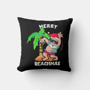 Coussin Joyeuse plage Noël en juillet drôle Santa Xmas Poo