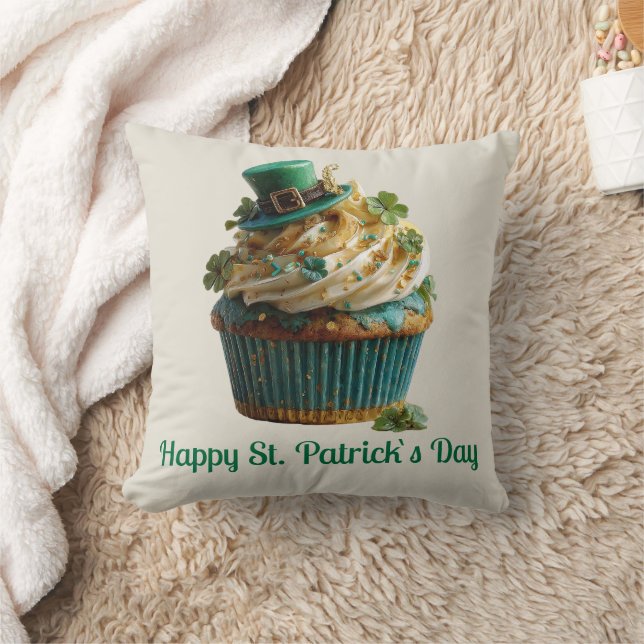 Coussin Joyeuse Saint-Patrick Cupcake Chanceux (Couverture)