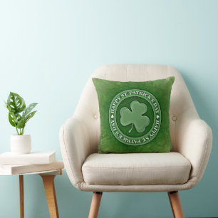 Coussin Joyeuse Saint-Patrick Shamrock Vert Vintage