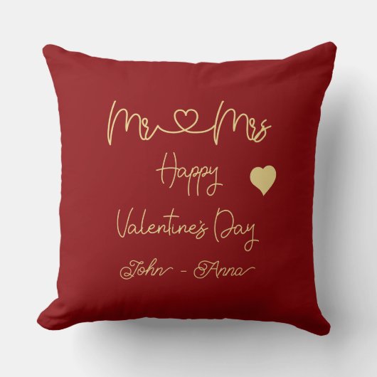 Coussin Joyeuse Saint-Valentin M & Mme (Recto)