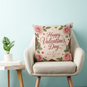 Coussin Joyeuse Saint Valentin Roses Roses Chocolats (Chaise)
