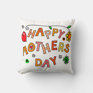 Coussin Joyeuse typographie de dessin animé de la fête des