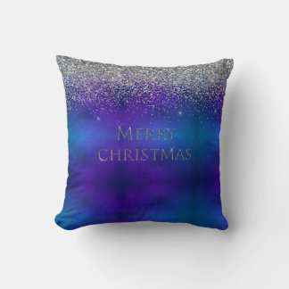 Coussin Joyeuse typographie de Noël Parties scintillant d'