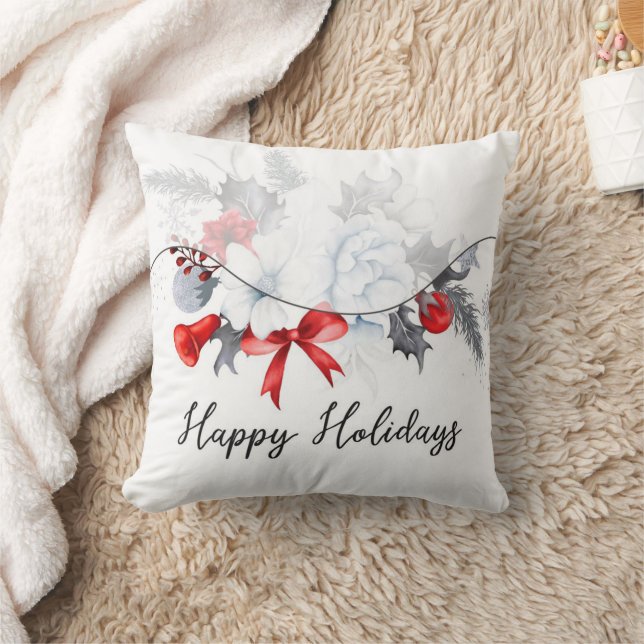 Coussin Joyeuses Fêtes Guirlande de Noël Moderne  (Couverture)