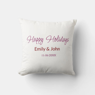 Coussin joyeuses fêtes maron nom date hiver noël bo