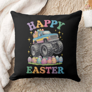 Coussin Joyeuses Pâques Drôle de Monster Truck Écrase des