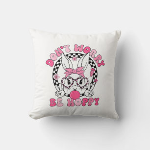 Coussin Joyeuses Pâques Lapin Groovy Visage Ne vous inquié