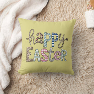 Coussin Joyeuses Pâques Lapin Mignon Floral Printemps Léop
