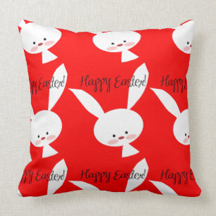 Coussin Joyeuses Pâques Motif de lapin mignon Printemps et
