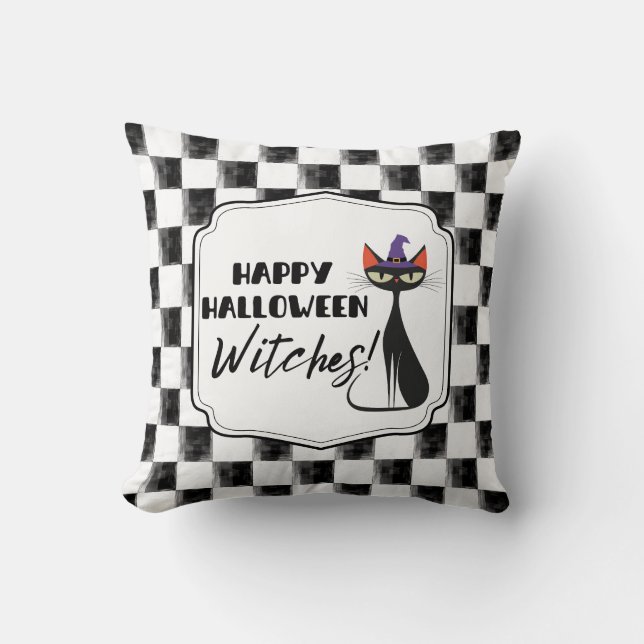 Coussin Joyeuses sorcières d'Halloween ! Sorcière noire Ki (Recto)