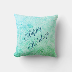 Coussin Joyeuses vacances Design bleu et vert gel